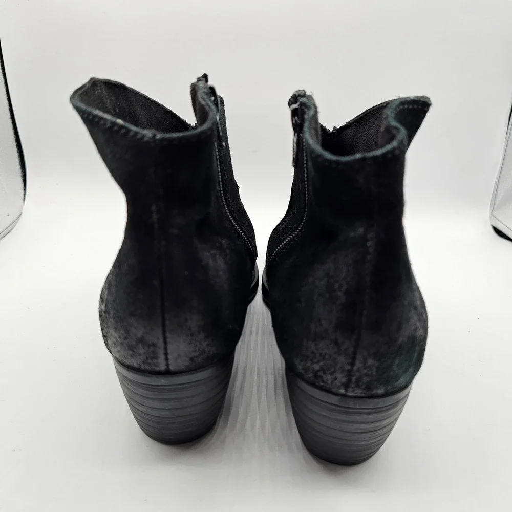 Born Boots Womens 9 Black Rough Michel Ankle Booties‎ Block Heel Zipper D89709